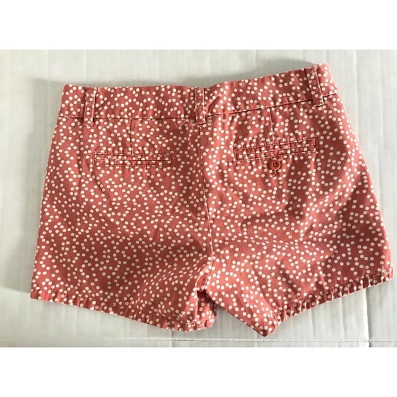 J Crew | Womens Drifting Dot Chino Shorts Size 2 Orange Cotton Stretch Low Rise - Picture 4 of 8